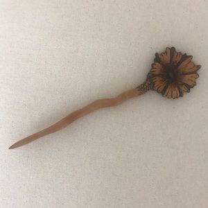 floral wooden hair stick